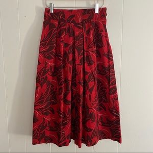 Vintage Floral Pleated Midi Skirt